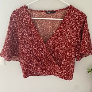SHEIN Red Floral Top Small